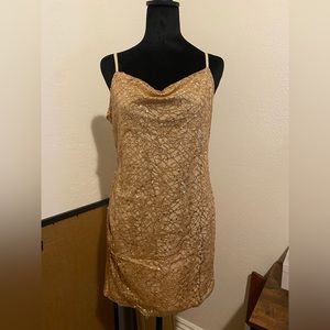 PrettyLittleThing Gold Mini Dress